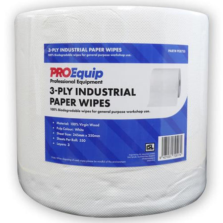 ProEquip 3-Ply Industrial Paper Wipes - 550 Sheets | ISL