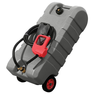 ProEquip 57L portable diesel fuel tank on wheels with pump handle and brass shut-off valves