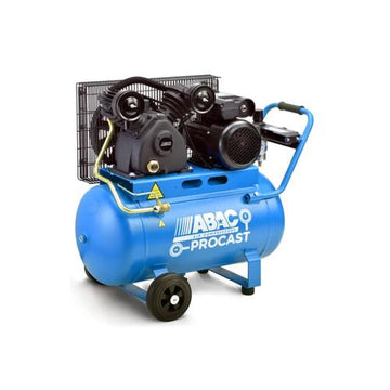 ABAC belt-drive air compressor with 50 L tank and twin cylinders