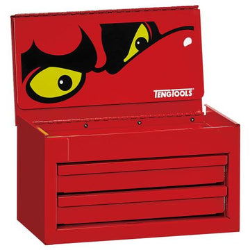 Teng Pro35 11in red tool chest with 2 drawers and drop front, containing 36 hand tools