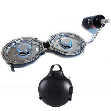 NomadiQ Professional 2 Burner Stove in black, folded
