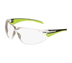XSPEX safety spec wraparound glasses with clear lens and TPR side arms
