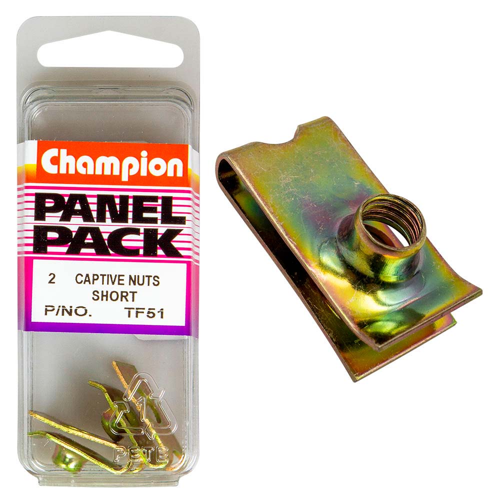 champion short captive nut m6 x 1 00mm 2pk