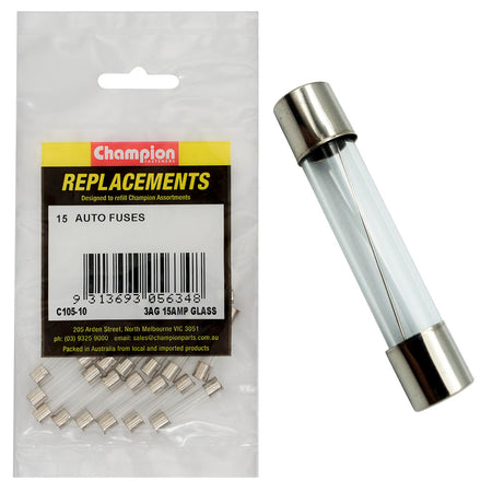 Champion 3Ag 15 Amp Glass Fuse -15pk | ISL
