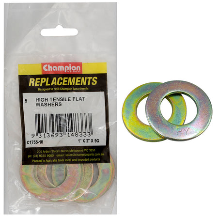 Champion 1in x 2in x 9G Ht Flat Steel Washer -5pk | ISL