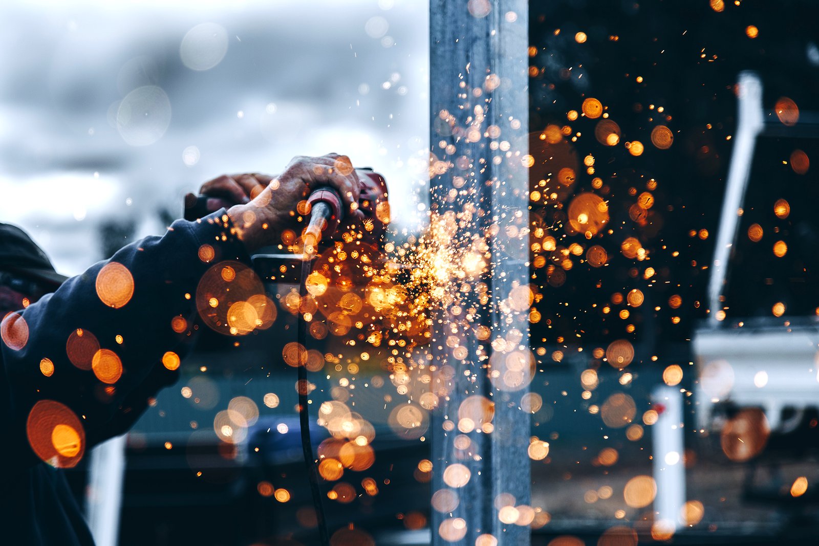 Angle grinder throwing sparks