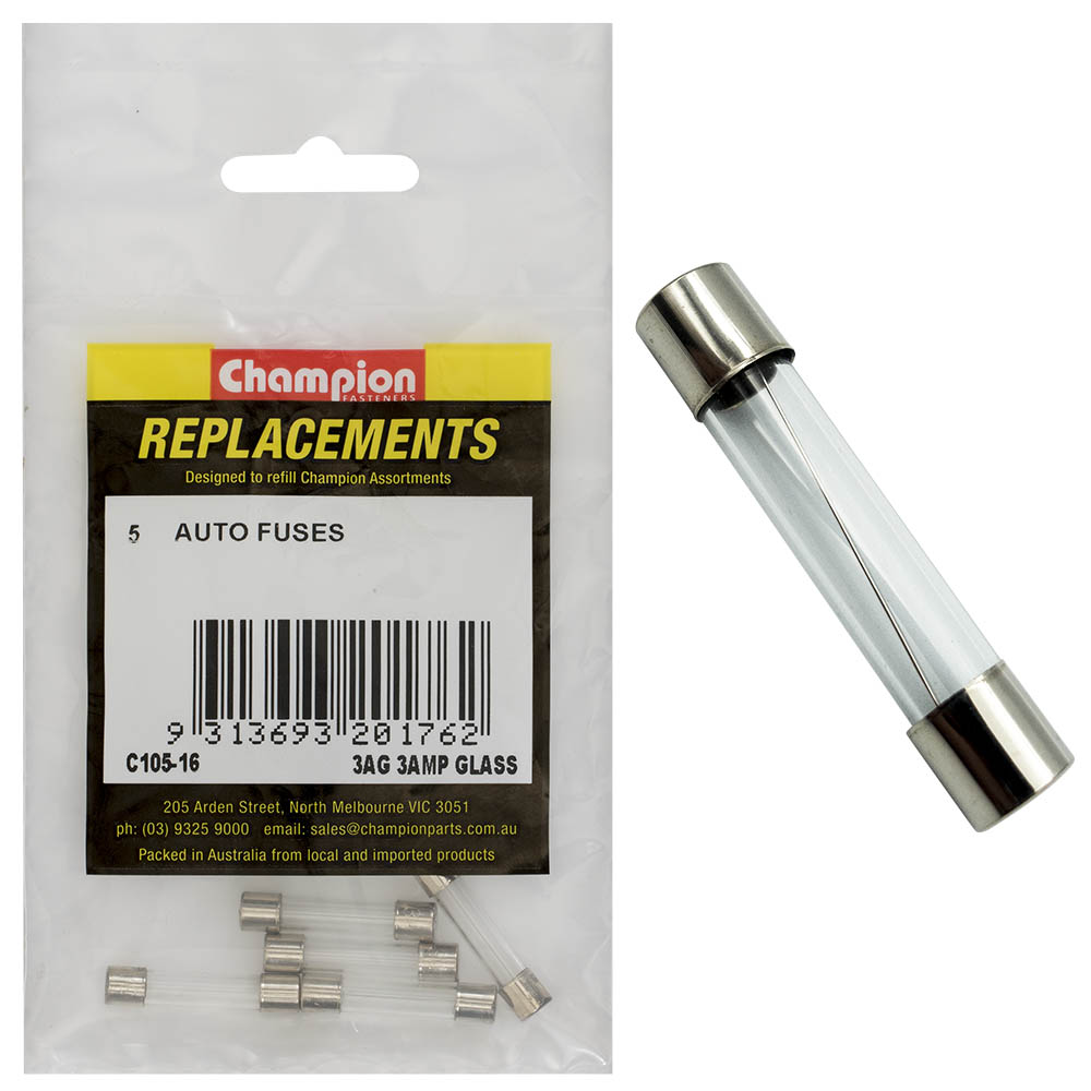 Champion 3Ag 3 Amp Glass Fuse -5pk | ISL