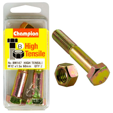 Champion M12 x 60 x 1.5 bolt and nut grade 8.8 zinc plated