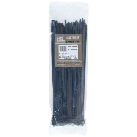 ISL 300 x 4.8mm UV nylon cable tie black 100 pack