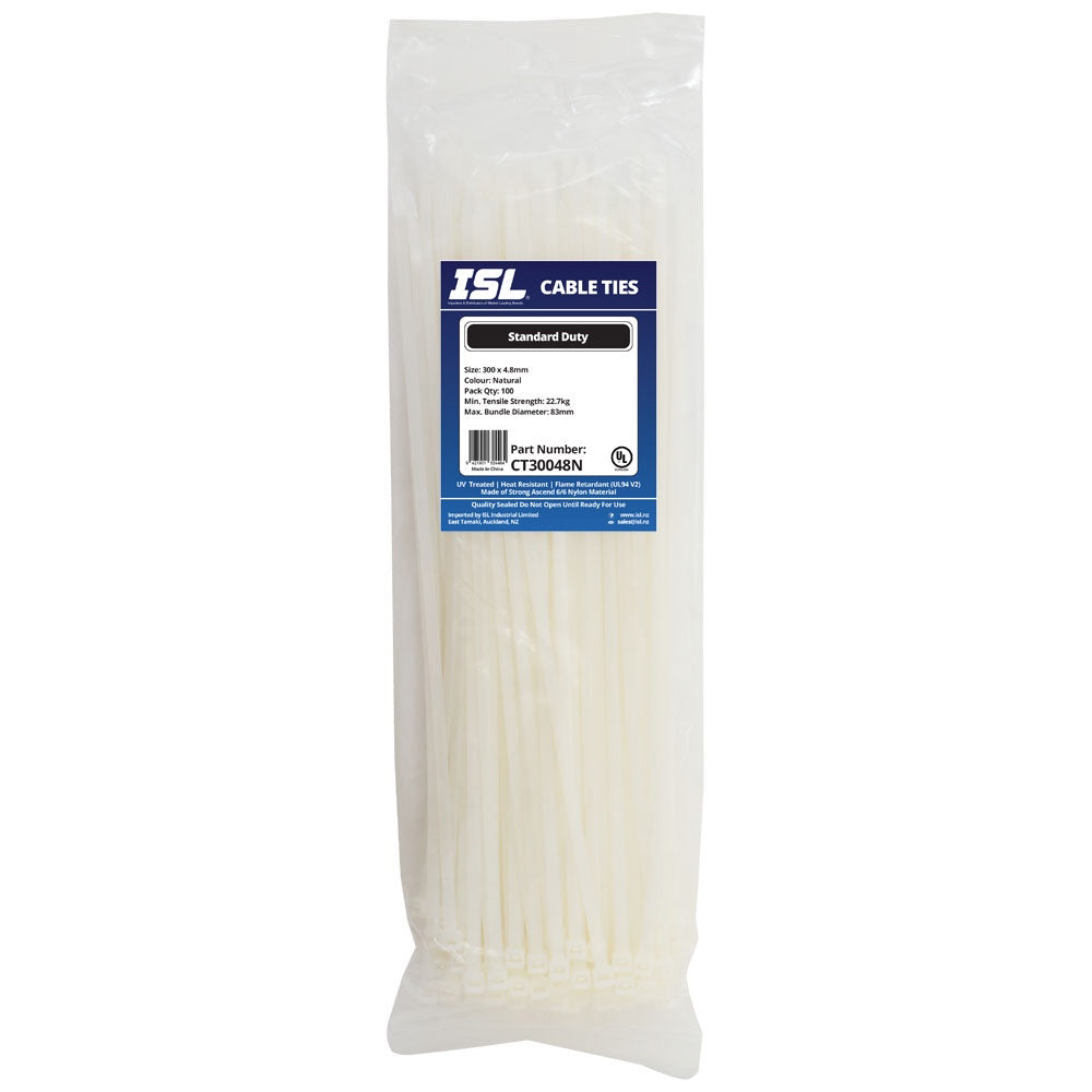 ISL 300 x 4.8mm Nylon Cable Tie - Nat. - 100pk
