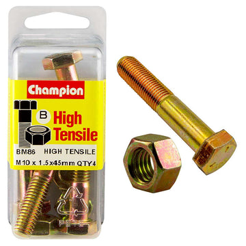 Champion M10 x 45mm Grade 8.8 zinc plated bolt and nut