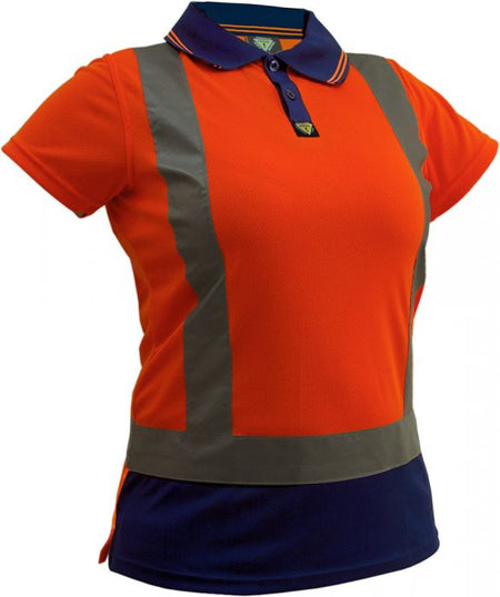 Esko Women's D/N Microfibre Polo - Orange/Navy