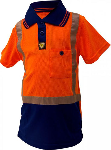 Esko Children's Microfibre Polo - Orange/Navy