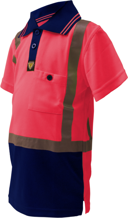 Esko Children's Microfibre Polo - Pink/Navy