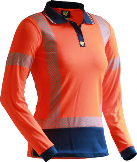 Esko Women's D/N L/S Segmented Tape Women's Micro Fibre - Orange/Navy
