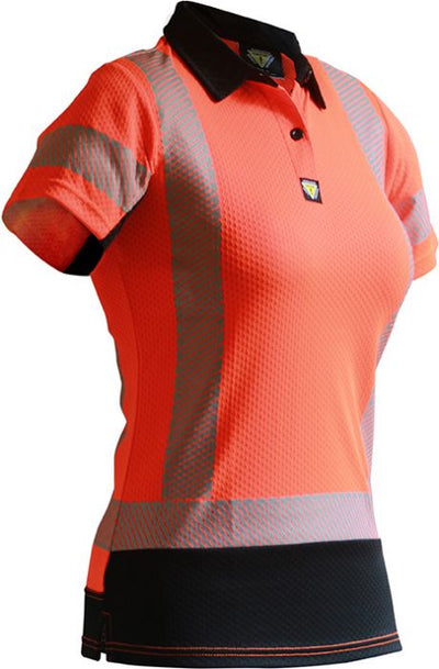 Esko Women's D/N Microvent Polo - Orange/Black