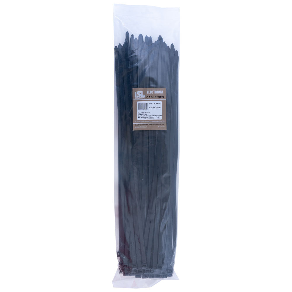 ISL 533 x 9.0mm UV nylon cable tie black 100 pack