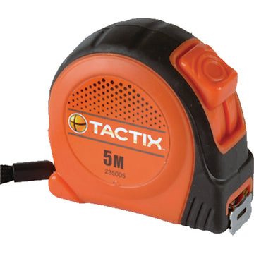 Tactix 5m x 19mm steel tape measure with ABS case and locking switch