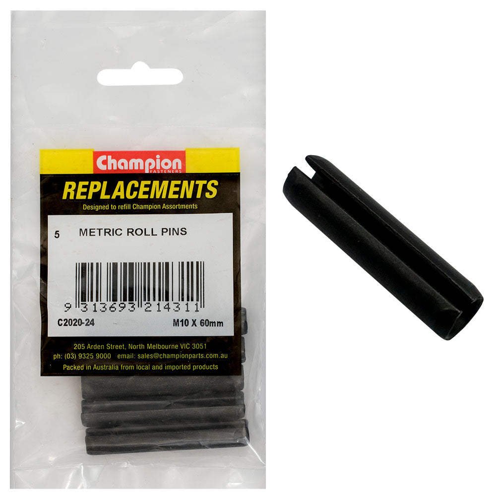 Champion 10.0 x 60mm Metric Roll Pin -5pk | ISL
