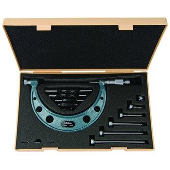 Mitutoyo Outside Micrometer Set 0-150mm x 0.01mm Interchangeable Anvils | Hobeca