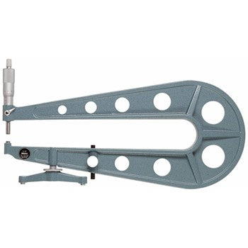 Mitutoyo Sheetmetal Micrometer 0-25mm with 300mm Throat Depth (Flat Anvils) | Hobeca