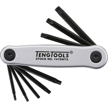 Teng 8-piece Torx key set in fold-up aluminium case with T9 to T40 keys