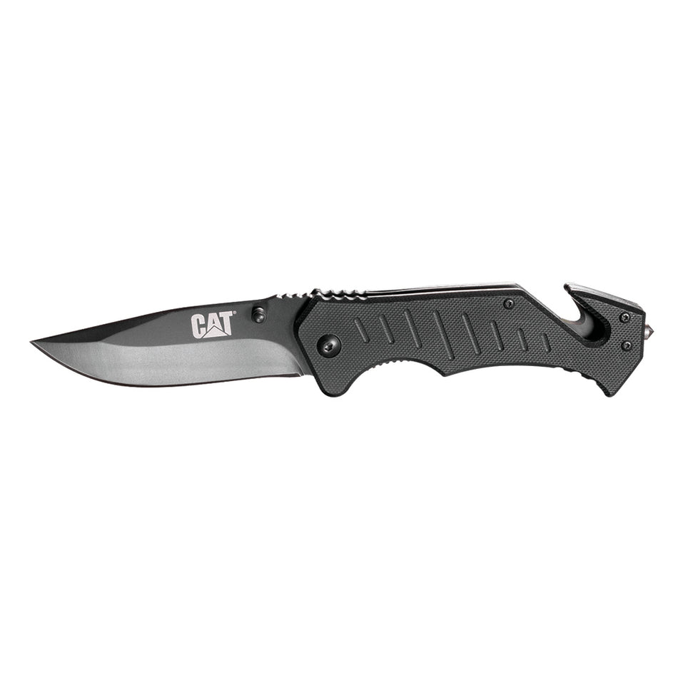 CAT 200mm Drop-Point Folding Knife with Glass Break and Belt Cutter