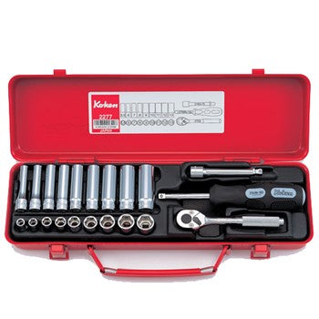 Koken 2277 Std & Deep Socket Set 6pt 21pc 1/4"Dr 5.5-13mm