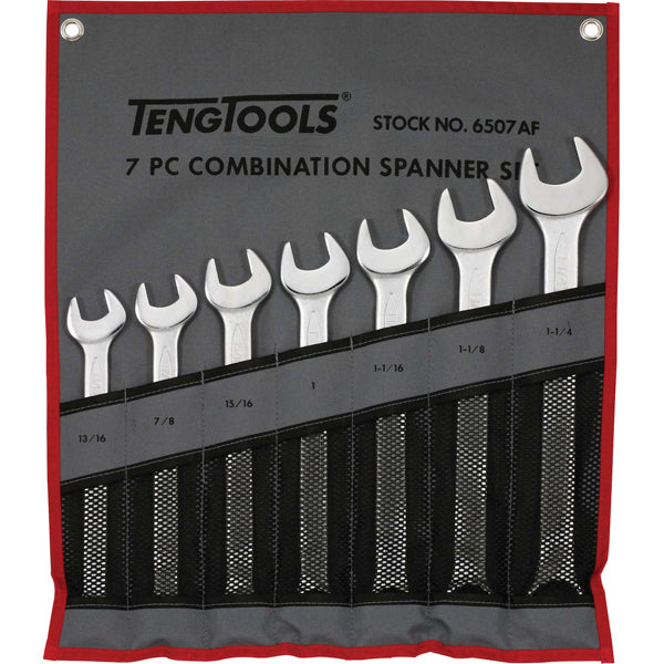 Teng 7pc Combination AF Spanner Set w/Wallet 13/16-1-1/4in – 7PC ROE COMBINATION SPANNER SET (13/16 - 1-1/4IN) | ISL