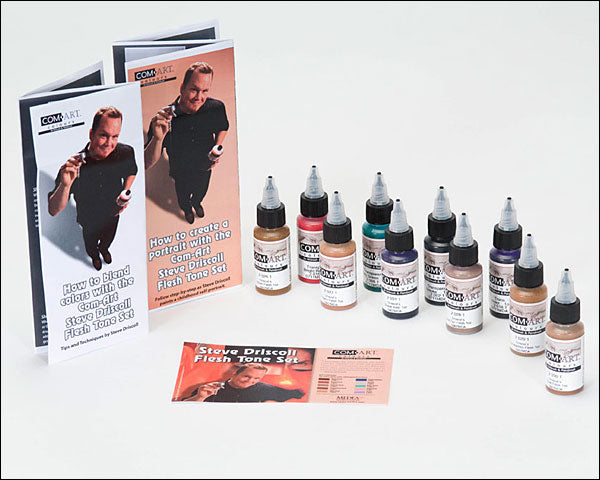 Iwata Medea Com-Art Airbrush And Paint Brush 10pc Paint Set Flesh Tones Kit By Steve Driscoll | Formula