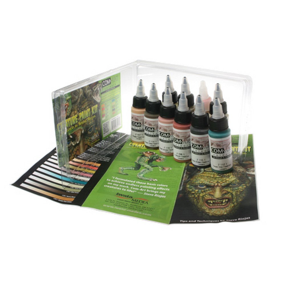 Iwata Medea Com-Art Airbrush And Paintbrush Creature Paint Kit 10pc By Steve Riojas | Formula