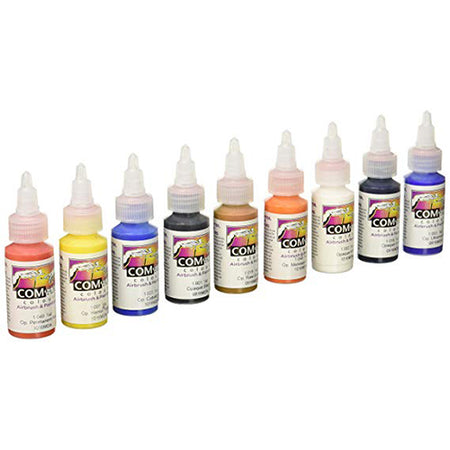 Iwata Medea Com-Art Air Brush & Paint Brush Scenery Paint Set Kit 10pc Opaque Primary Colours | Formula