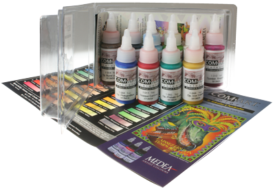 Iwata Medea Com-Art Airbrush And Paint Brush Paint (Kit B) 10pc Opaque Secondary Colors Set | Formula