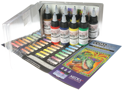Iwata Medea Com-Art Airbrush And Paintbrush Paints (Kit E) 10pc Transparent Primary Kit | Formula