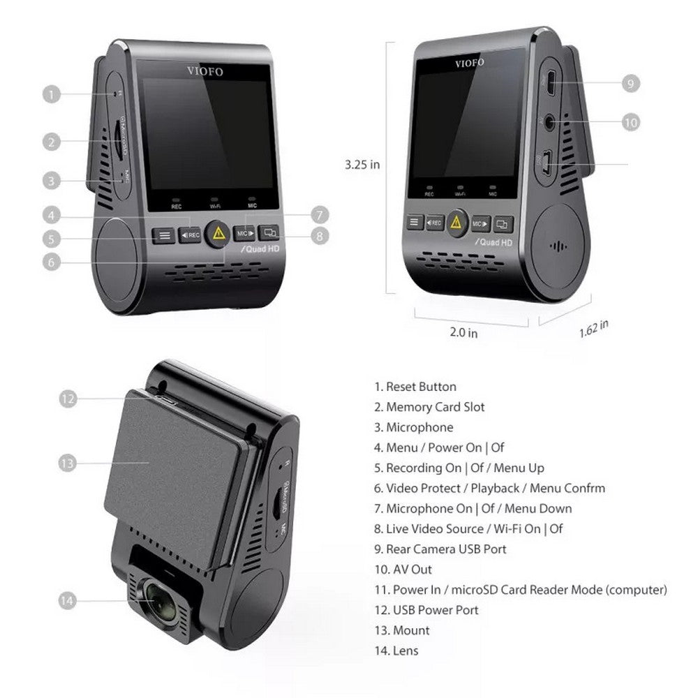 A129 Plus Duo Ir Front And Interior Dual Dash Cam With Gps & 2.4ghz Wi-Fi & Gps & Quad Hd 1440p+1080 | Formula