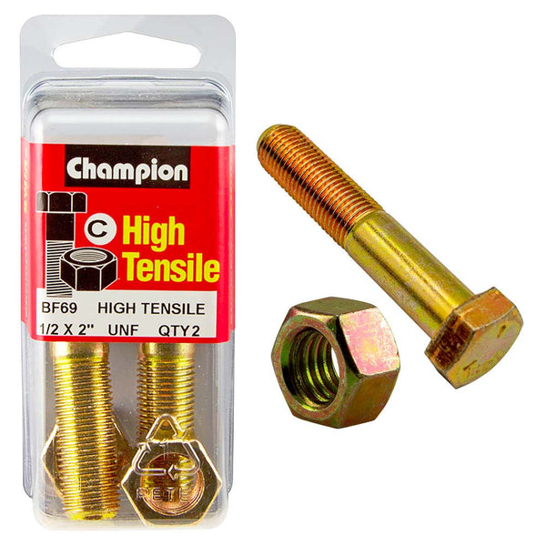 Champion 2in x 1/2in Bolt And Nut (C) - GR5
