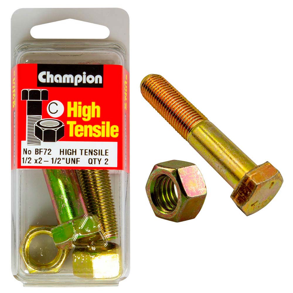 Champion 2-1/2in x 1/2in Bolt And Nut (C) - GR5