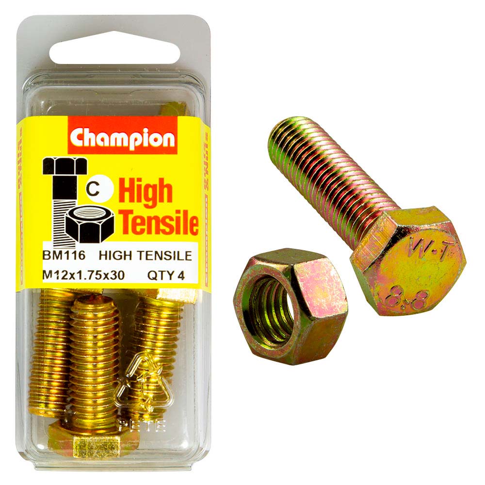 Champion M12 x 30 Set Screw & Nut (C) - GR8.8 | ISL