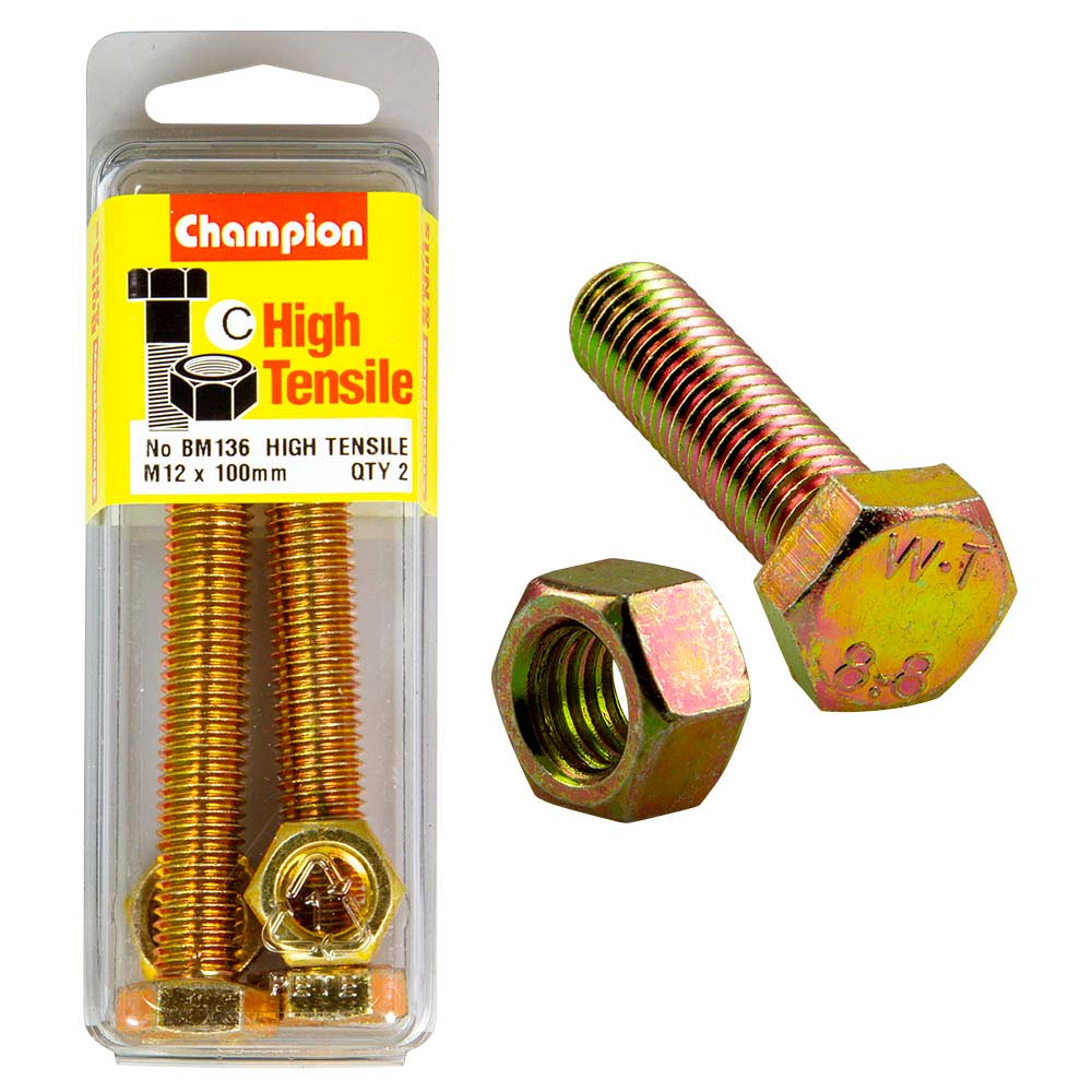 Champion M12 x 100 Set Screw & Nut (C) - GR8.8 | ISL