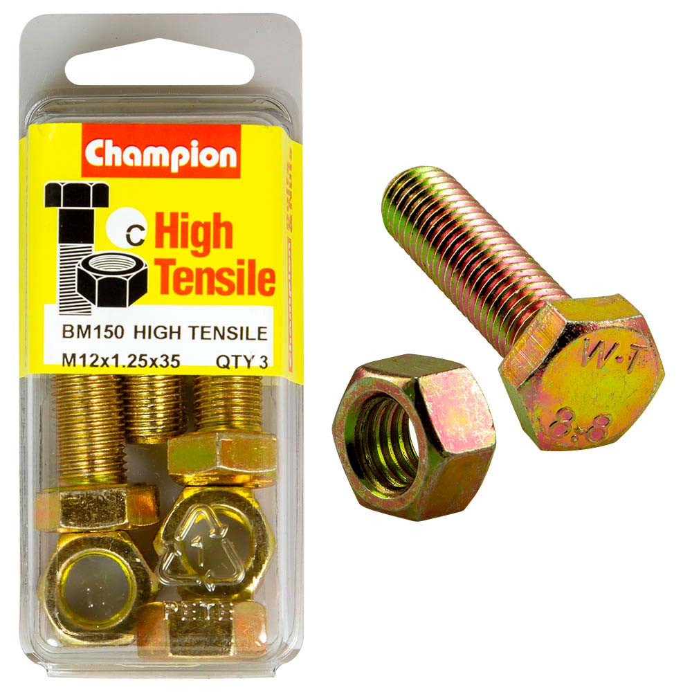 Champion M12 x 35 x 1.25 Set Screw & Nut (C) - GR8.8 | ISL