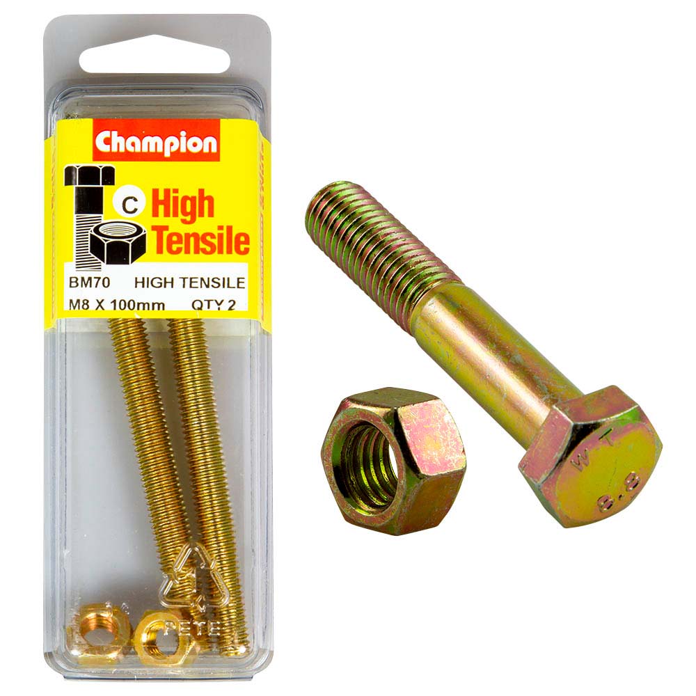 Champion M8 x 100 Set Screw & Nut (C) - GR8.8 | ISL