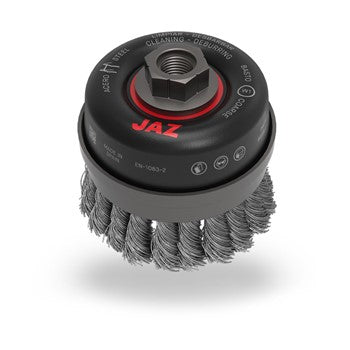 Jaz Cup Brush Twist Knot 100mm x 27mm x 0.8mm - M14 x 2 - Grey Steel (BRUC-1001) | Hobeca