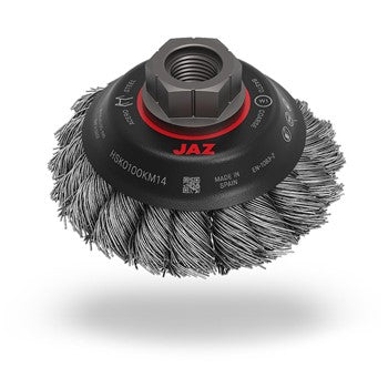 Jaz Bevelled Brush High Speed Twist Knot 100mm x 22mm x 0.5mm - M14 x 2 - Stainless Steel (BRUH-100S) | Hobeca