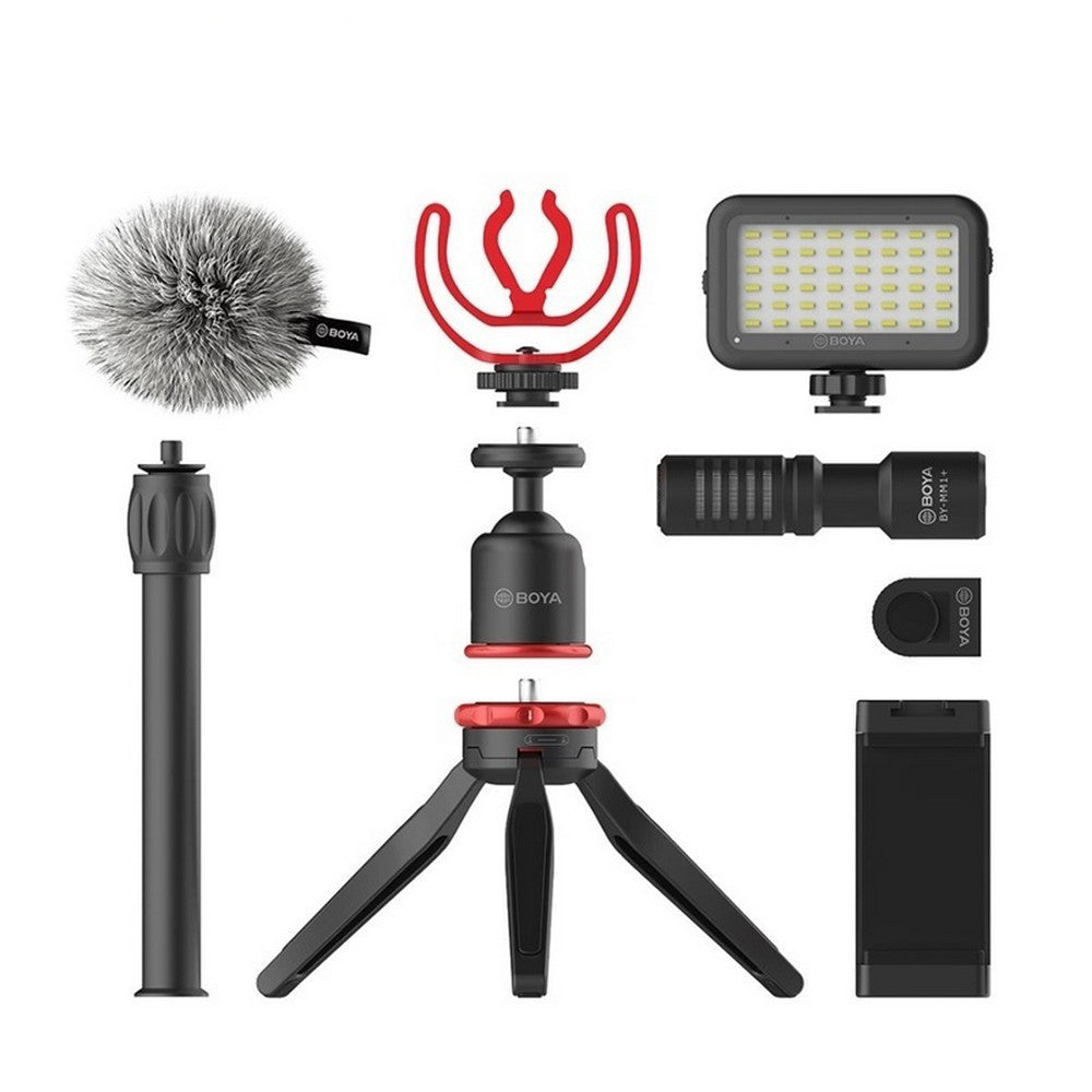 Boya Vlogging Kit Including Mini Tripod By-Mm1 Microphone & Led Light | Formula