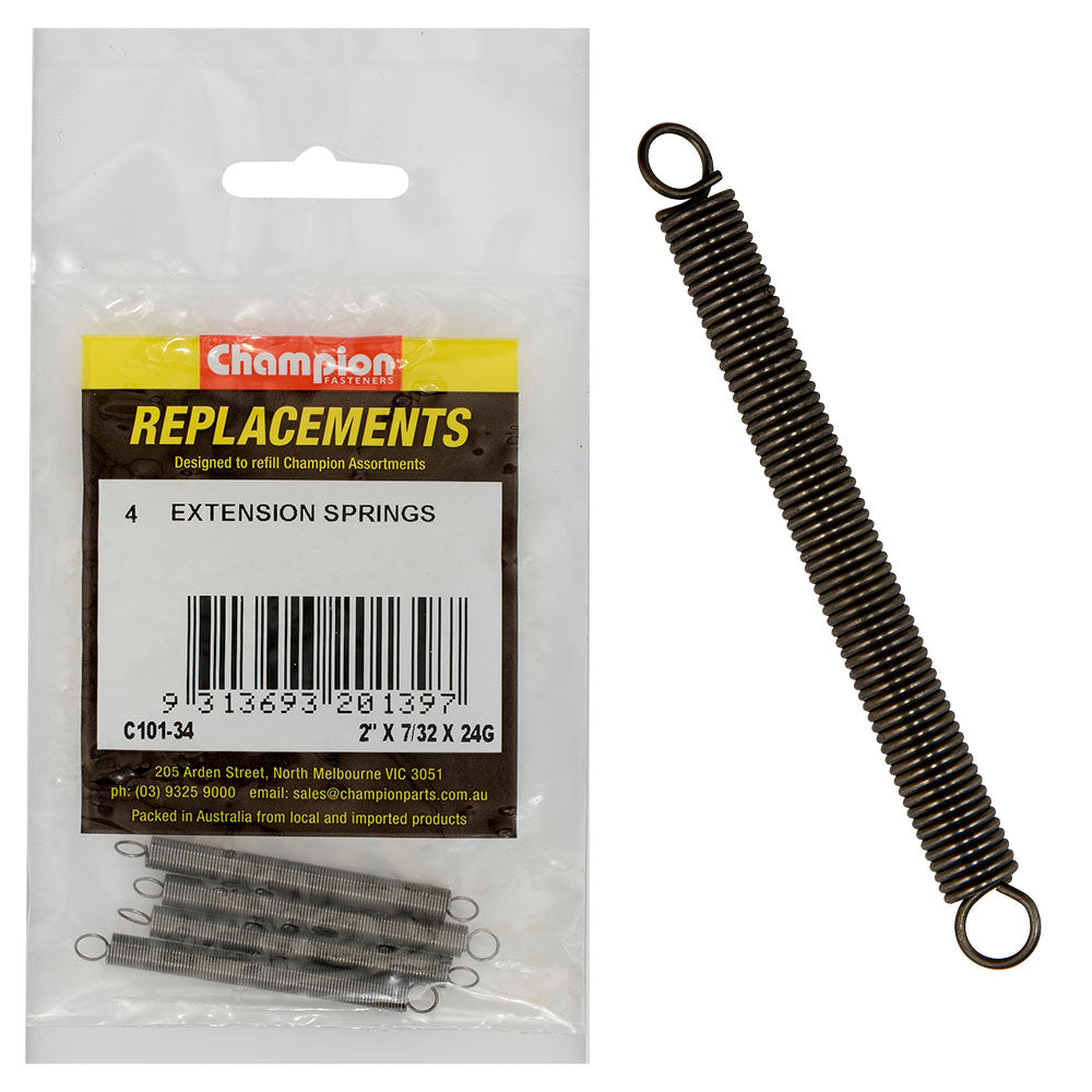 Champion 2in (L) x 7/32in (O.D.) x 24G Extension Spring -4pk | ISL