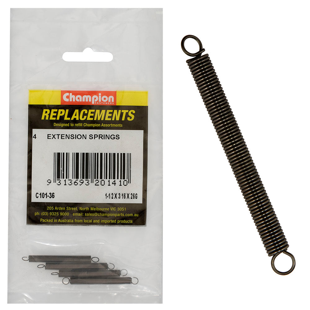 Champion 1-1/2in (L) x 3-16in (O.D.) x 26G Extension Spring | ISL