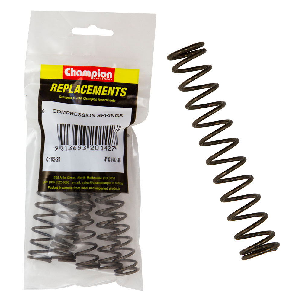 Champion 4in (L) x 3/4in (O.D.) x 14G Compression Spring-6pk | ISL