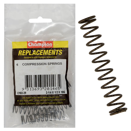 Champion 2-1/4(L) x 1/2in (O.D) x 18G Compression Spring-6pk – 2-1/4in (L) X 1/2in (O.D.) X 18g Compression Spring - 6 Pack