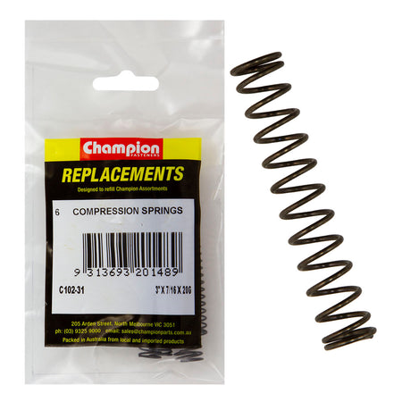 Champion 3in(L) x 7/16in (O.D) x 20G Compression Spring-6pk – 3in (L) X 7/16in (O.D.) X 20g Compression Spring - 6 Pack | ISL