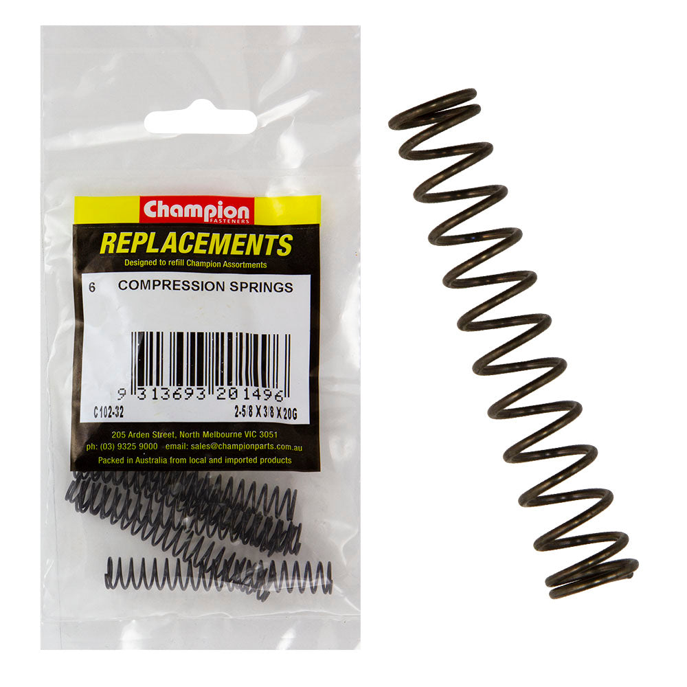 Champion 2-5/8(L) x 3/8in (O.D) x 20G Compression Spring-6pk – 2-5/8 (L) X 3/8IN (O.D.) X 20G COMPRESSION SPRING | ISL